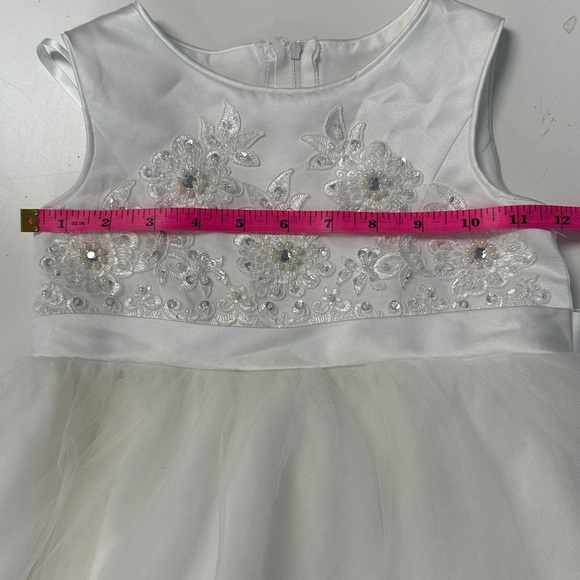 David’s Bridal Beaded Applique Flower Girl Dress Tulle Wedding 5 - Picture 7 of 8